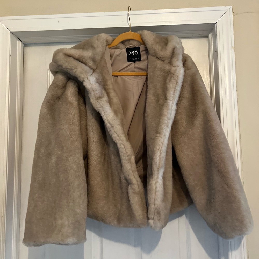 ZARA Faux Fur Teddy Coat w/ hood